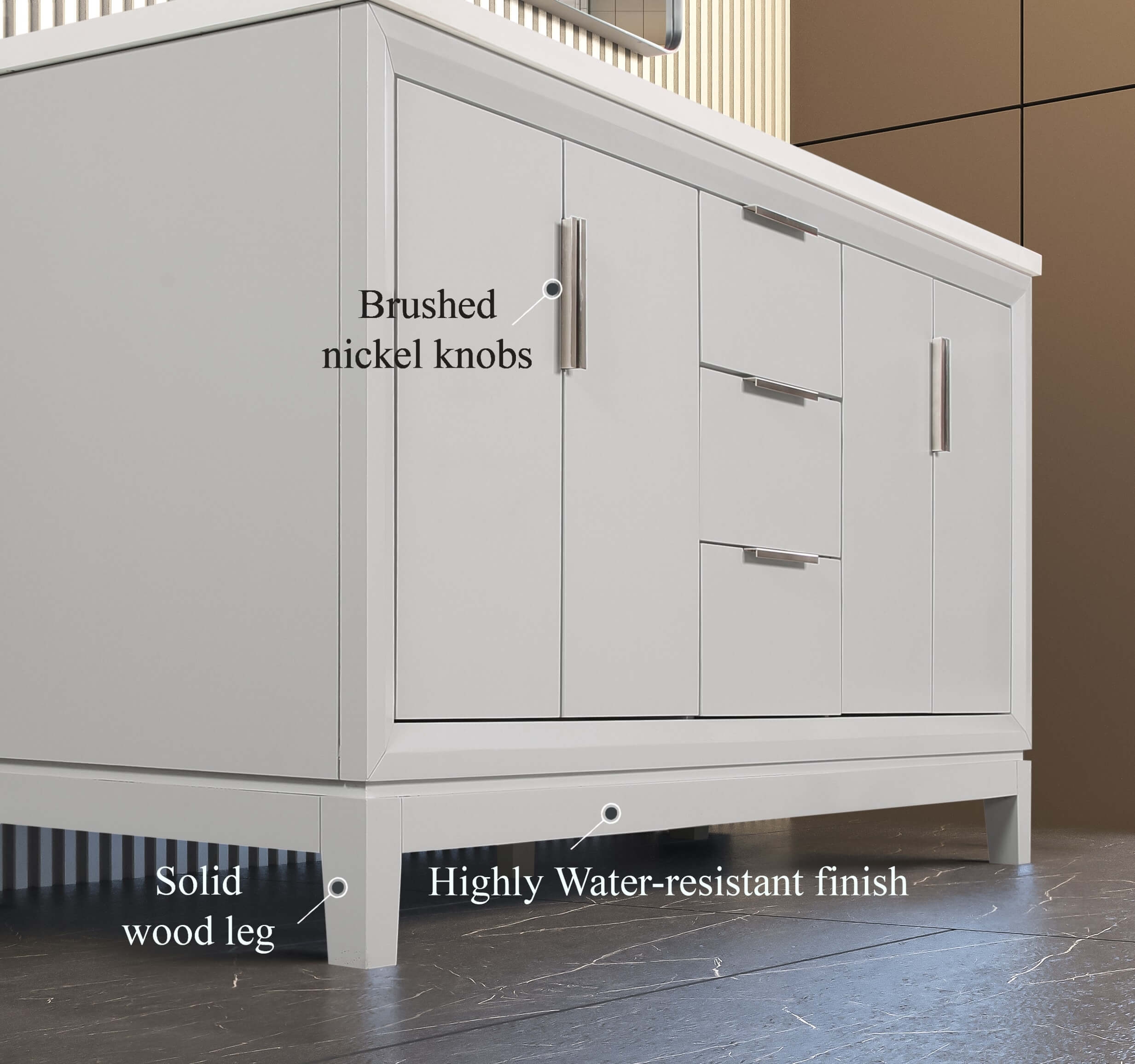 Valencia 60" Solid Wood Double Sink Free-standing Vanity with Quartz Countertop & Ceramic Sink