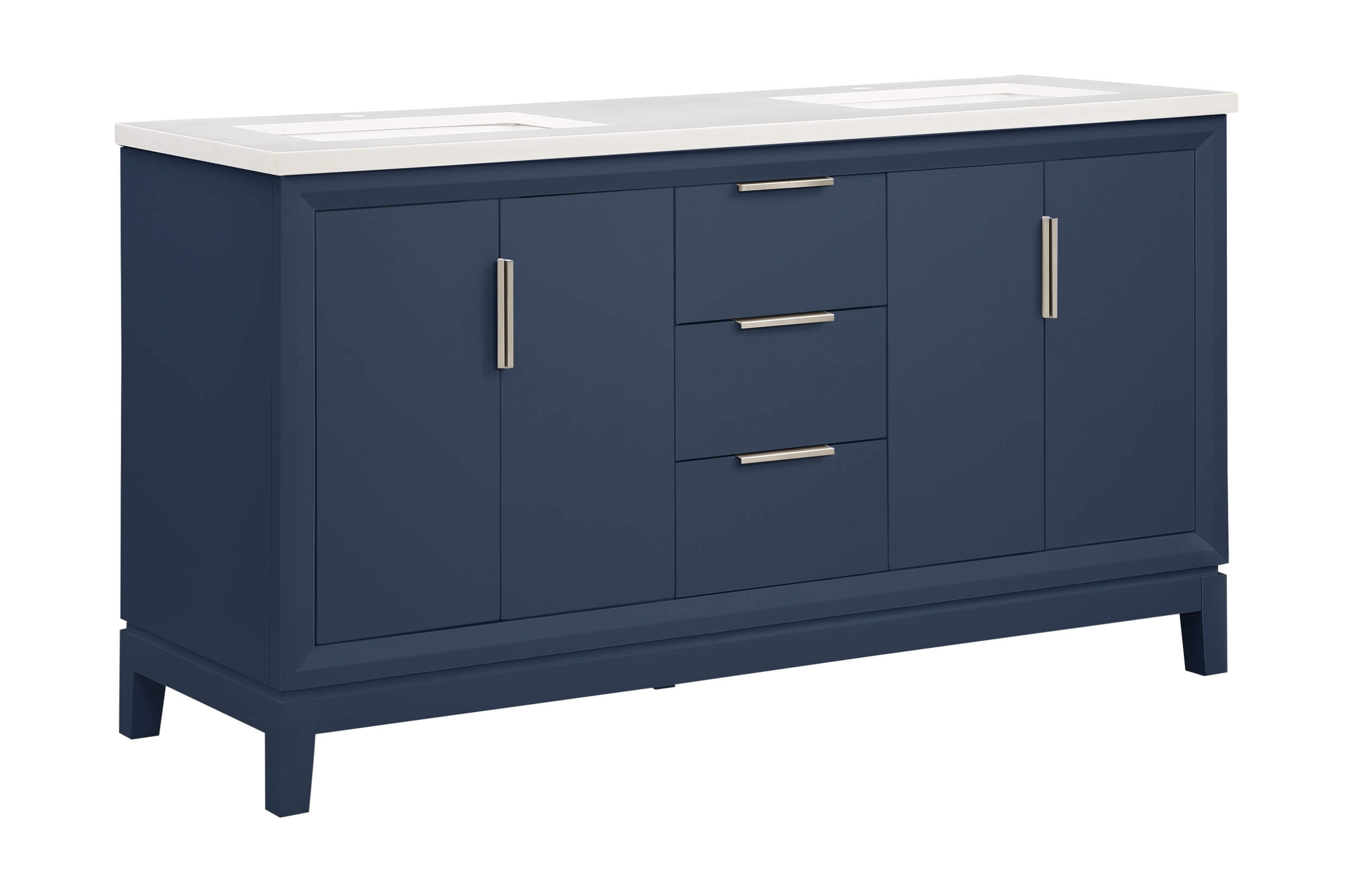 Valencia 60" Solid Wood Double Sink Free-standing Vanity with Quartz Countertop & Ceramic Sink