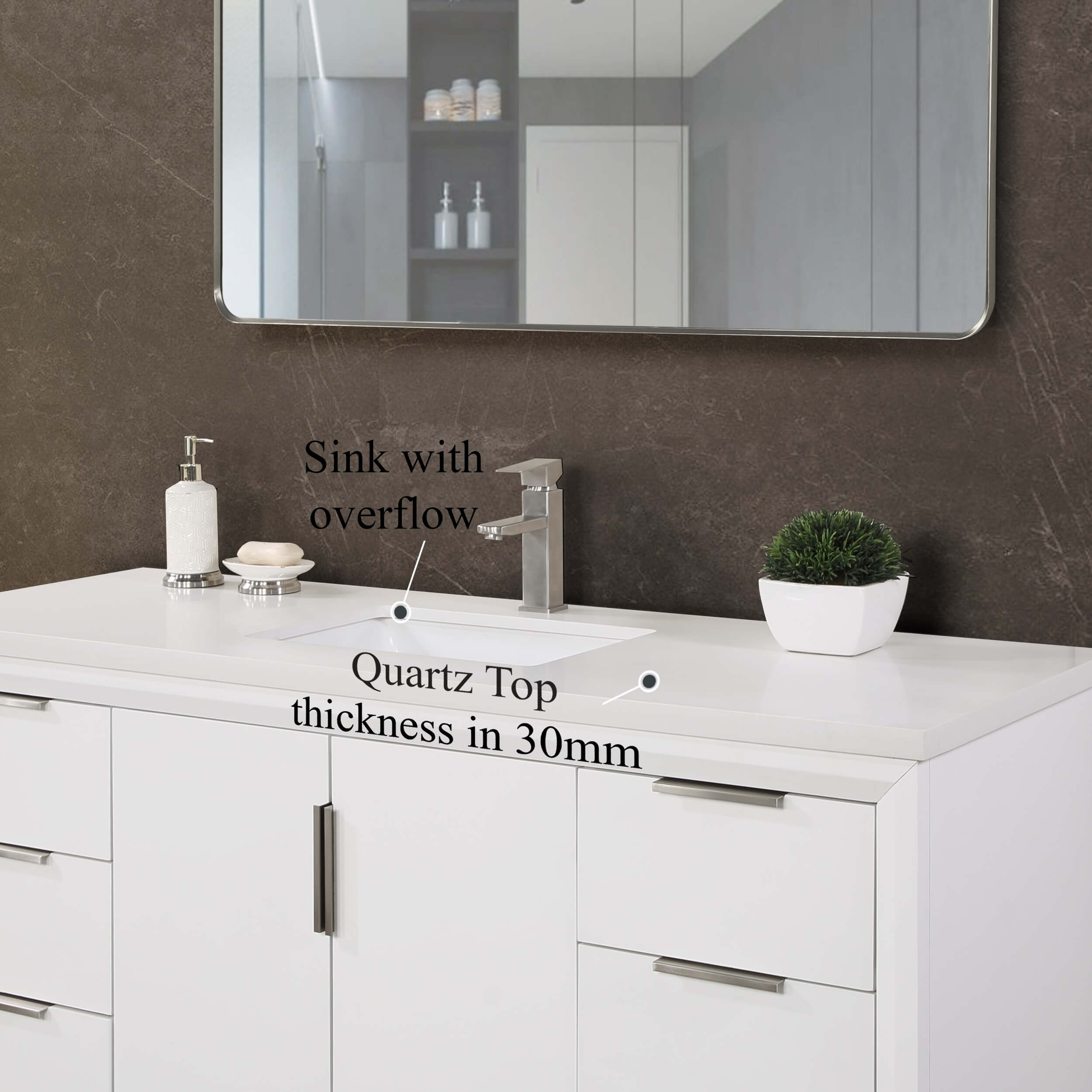Valencia 60" Solid Wood Single Sink Free-standing Vanity with Quartz Countertop & Ceramic Sink