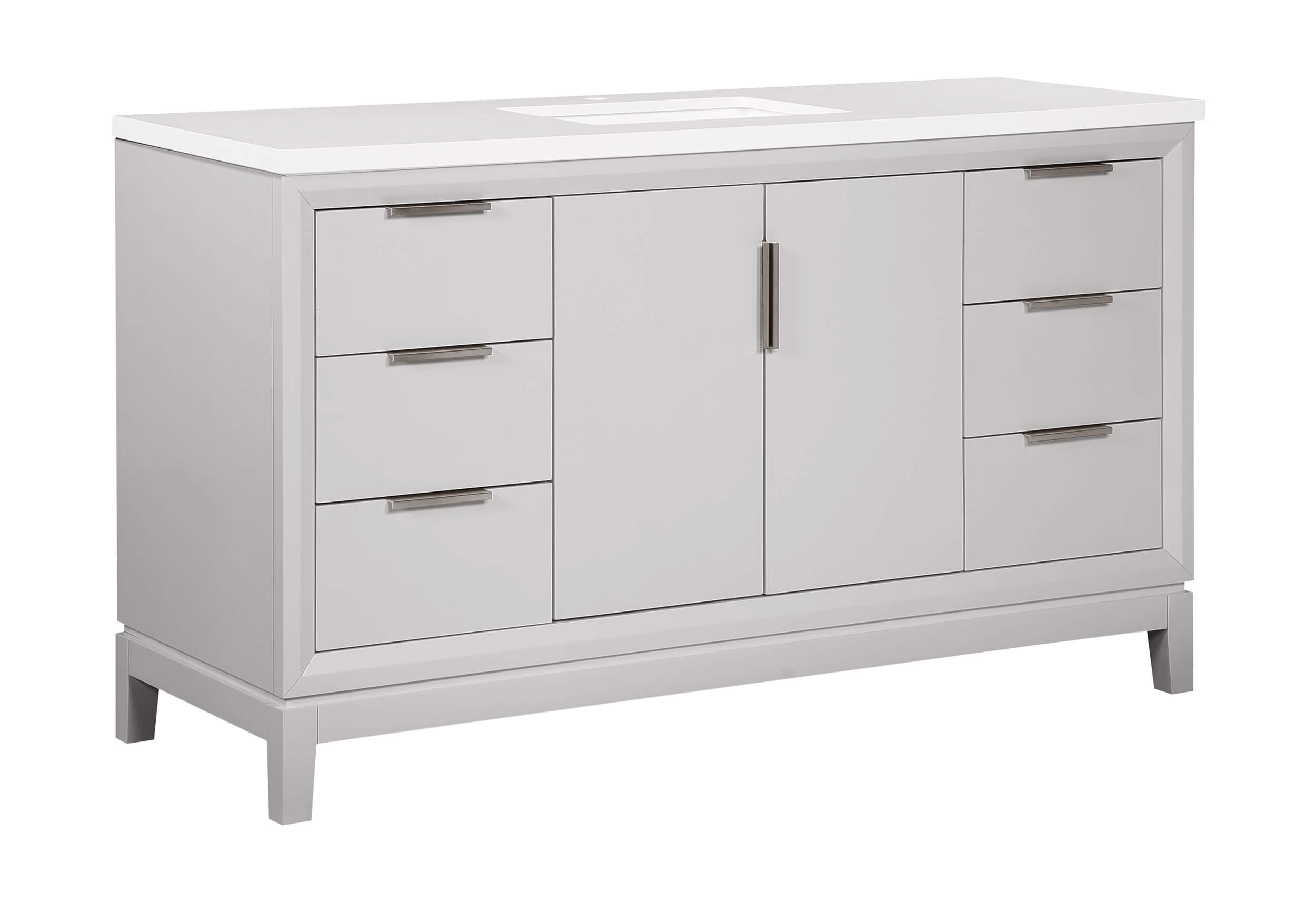 Valencia 60" Solid Wood Single Sink Free-standing Vanity with Quartz Countertop & Ceramic Sink