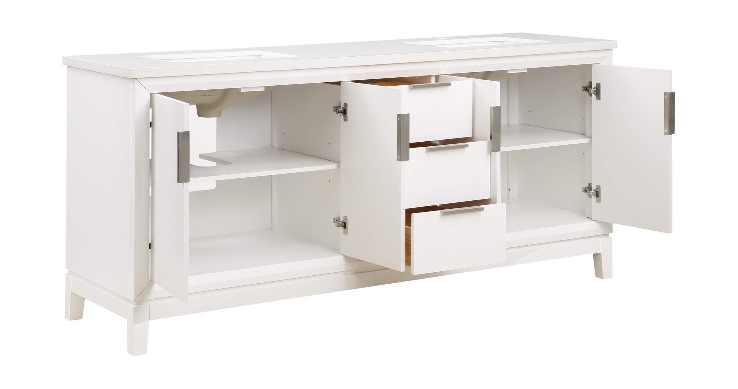Valencia 72" Solid Wood Double Sink Free-standing Vanity with Quartz Countertop & Ceramic Sink
