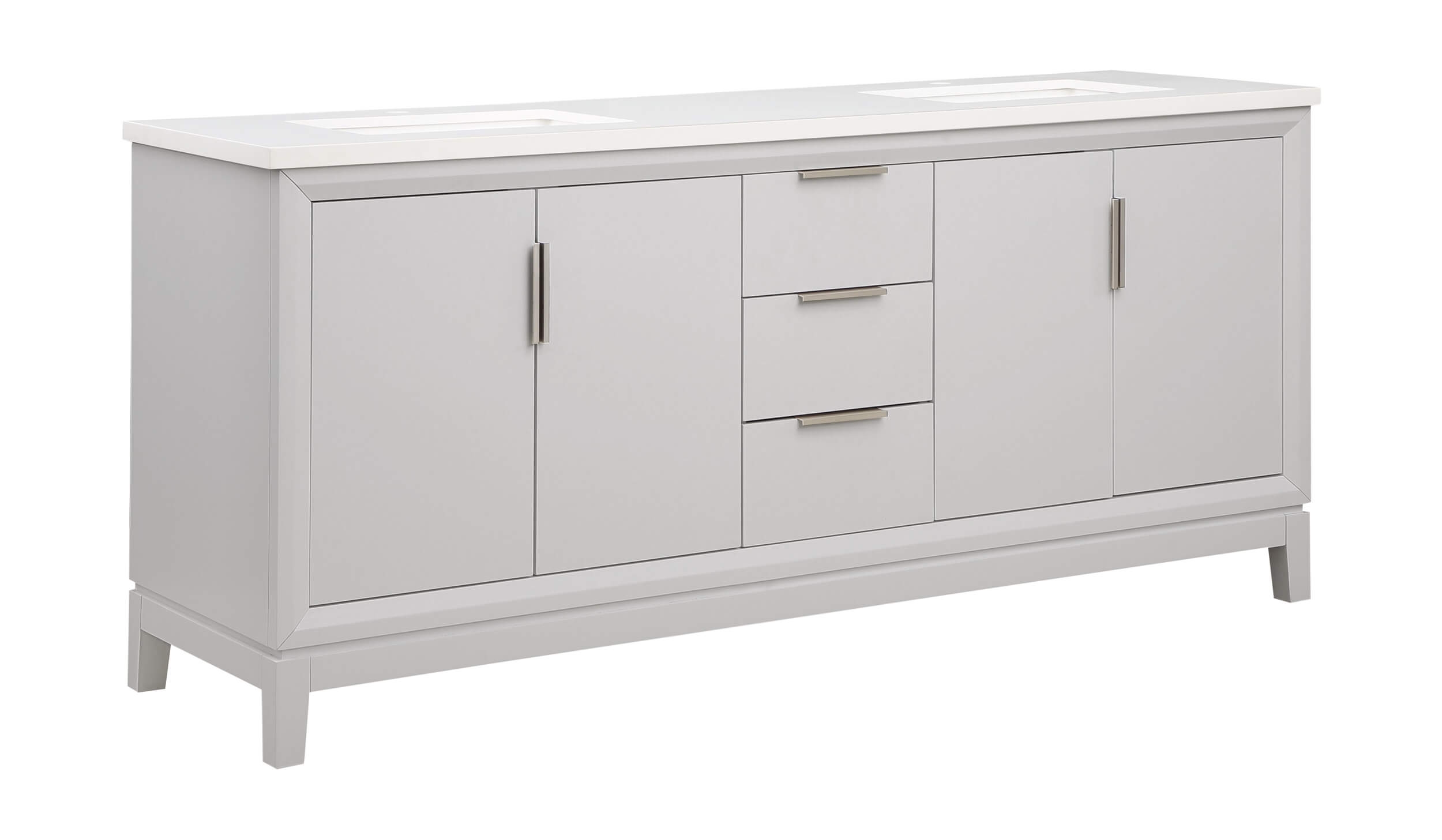 Valencia 72" Solid Wood Double Sink Free-standing Vanity with Quartz Countertop & Ceramic Sink