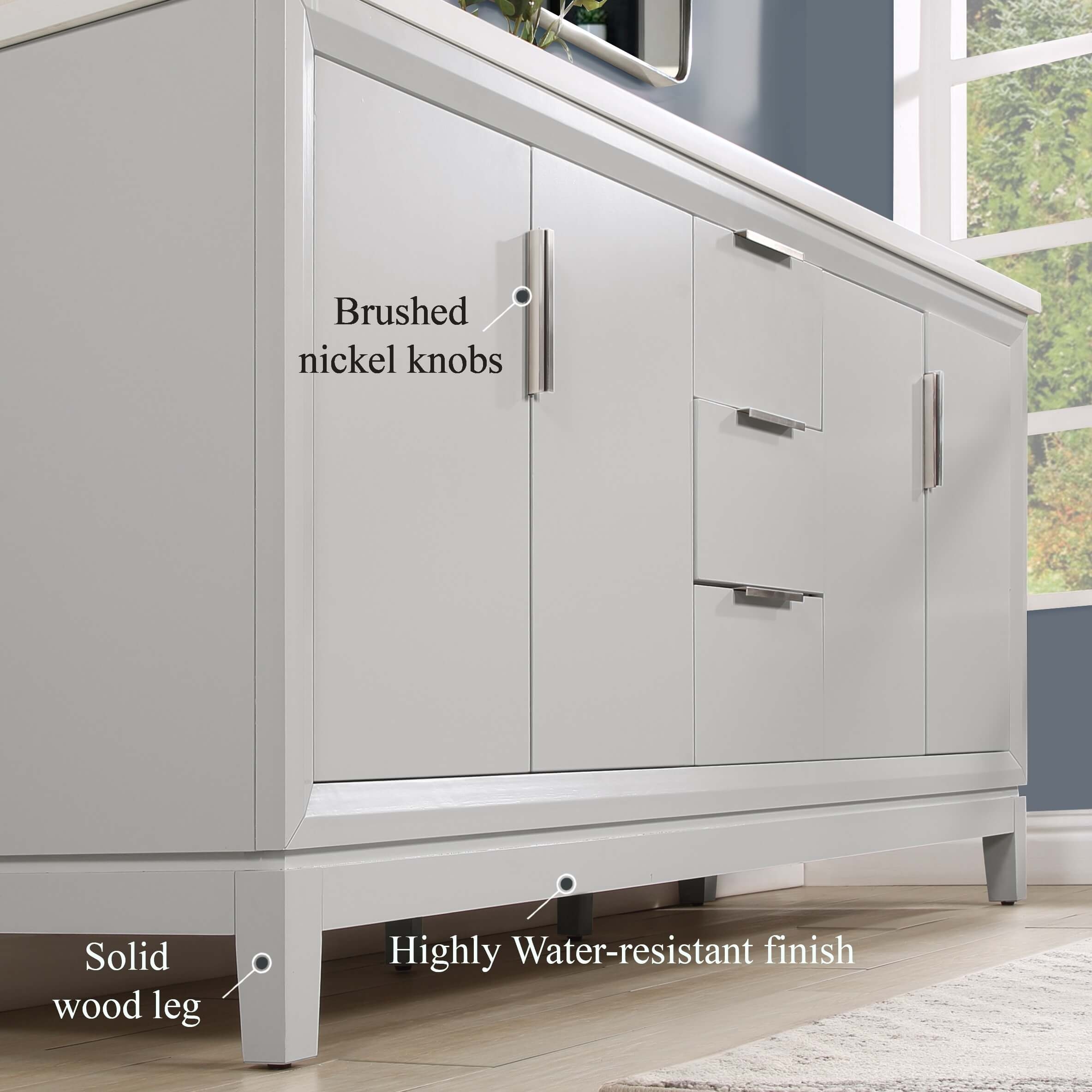 Valencia 72" Solid Wood Double Sink Free-standing Vanity with Quartz Countertop & Ceramic Sink