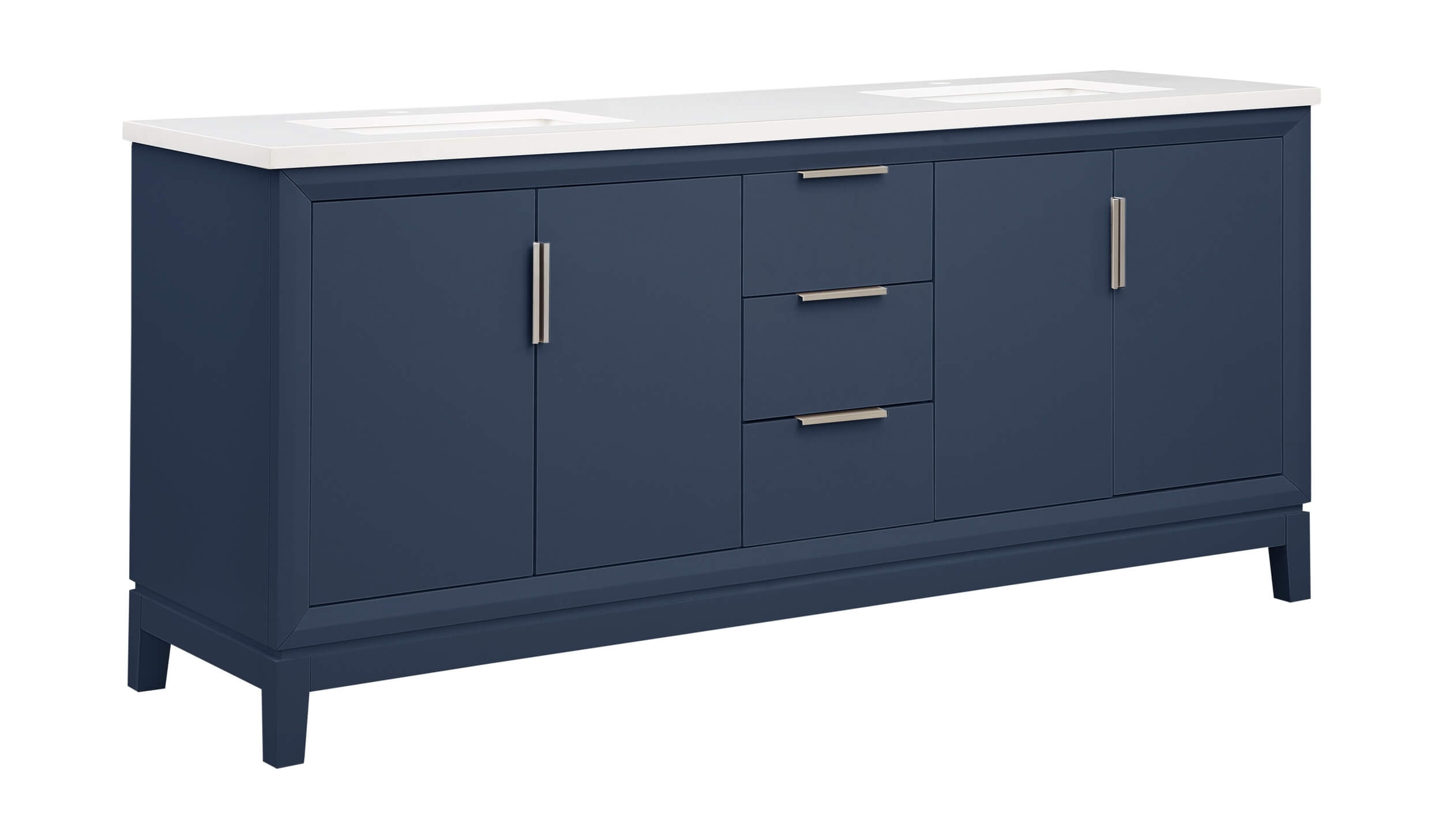 Valencia 72" Solid Wood Double Sink Free-standing Vanity with Quartz Countertop & Ceramic Sink