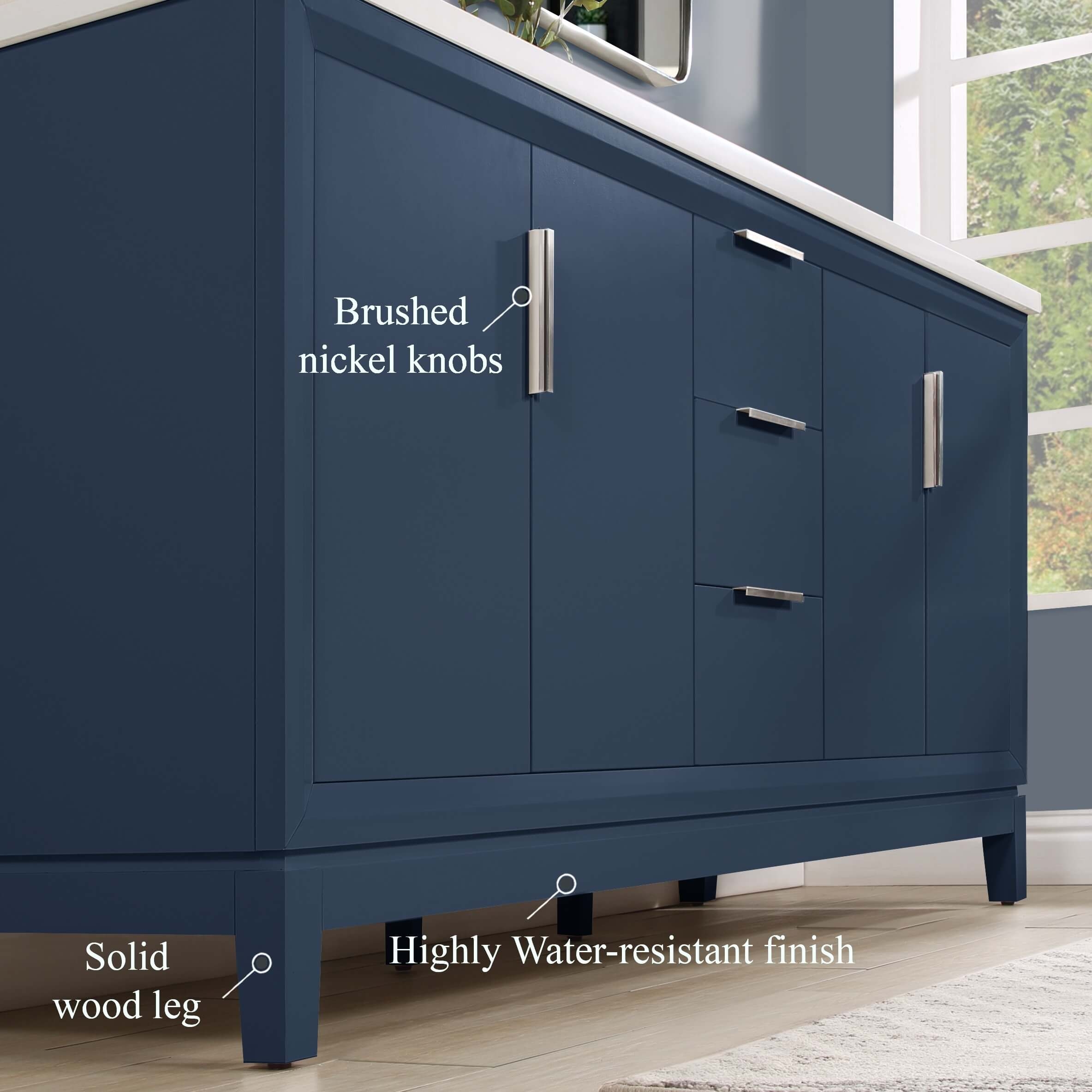 Valencia 72" Solid Wood Double Sink Free-standing Vanity with Quartz Countertop & Ceramic Sink