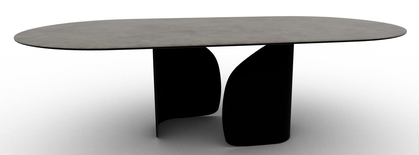Twins W98.4-inch Ceramic/Metal Customizable Oval Dining Table
