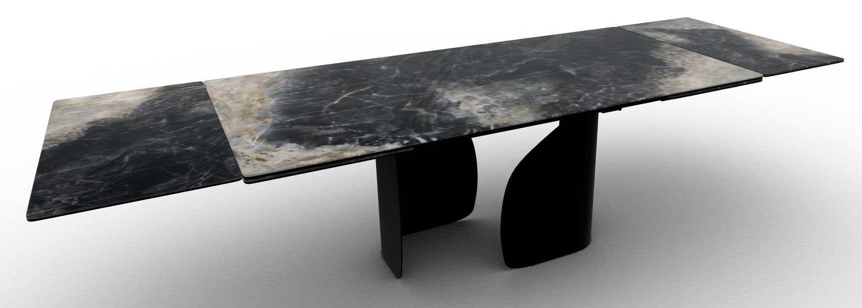 Twins W78.7"-98.4"-118.1" Ceramic/Metal Customizable Extendable Rectangular Dining Table