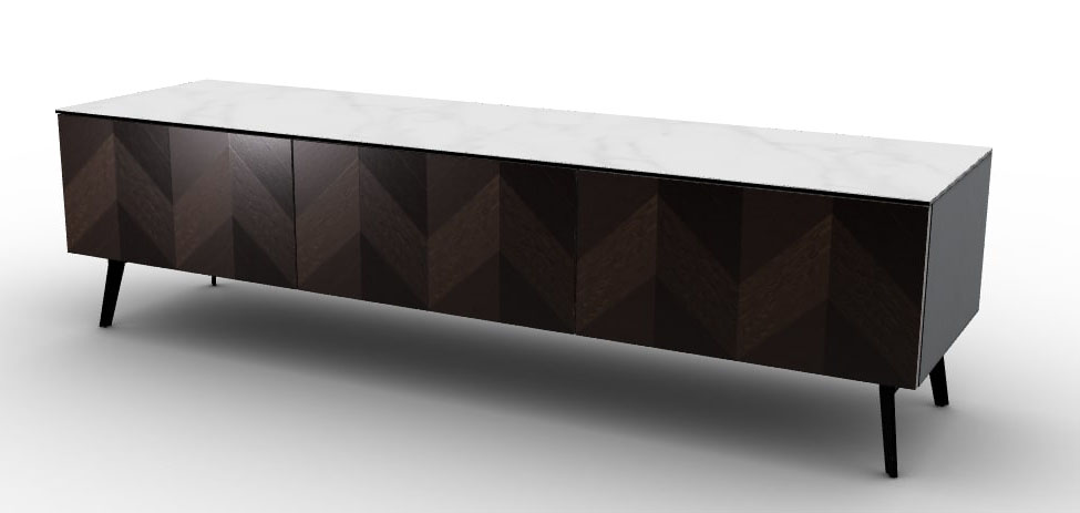Universal Ceramic/Wood Customizable TV Stand w/2 Doors & Drop-Down Door & Metal Legs