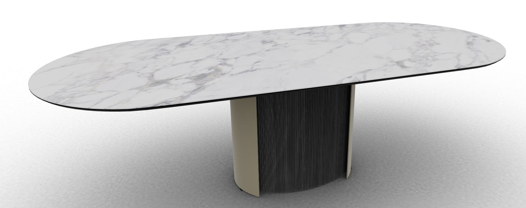 Yoroi W98.4-inch Ceramic/Metal/Wood Customizable Oval Dining Table