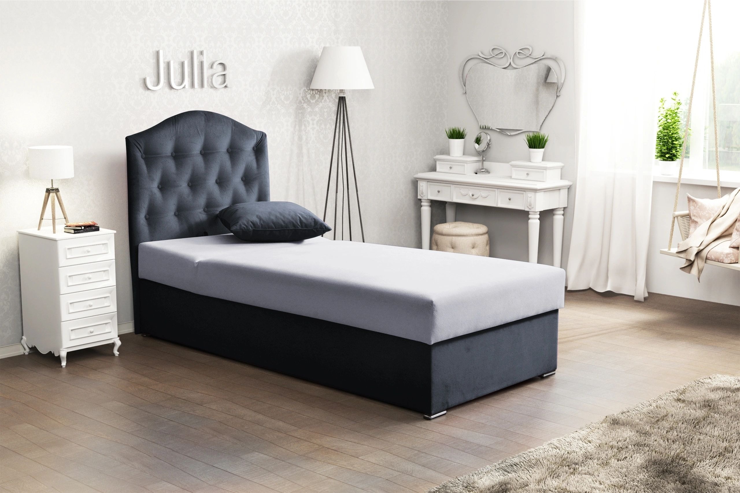 Julia Fabric Upholstered Storage Twin Size Bed