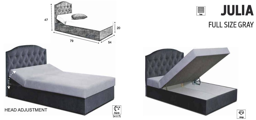 Julia Fabric Upholstered Storage Full Size Bed