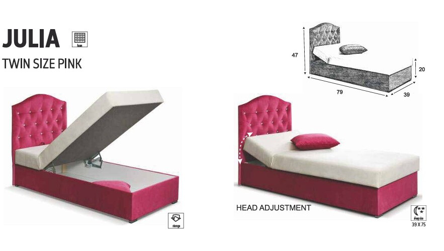 Julia Fabric Upholstered Storage Twin Size Bed