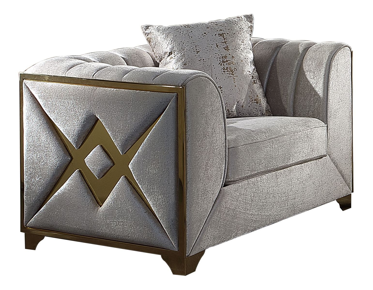 NEW Modern Gray Gold 3PC Sofa Contemporary Two