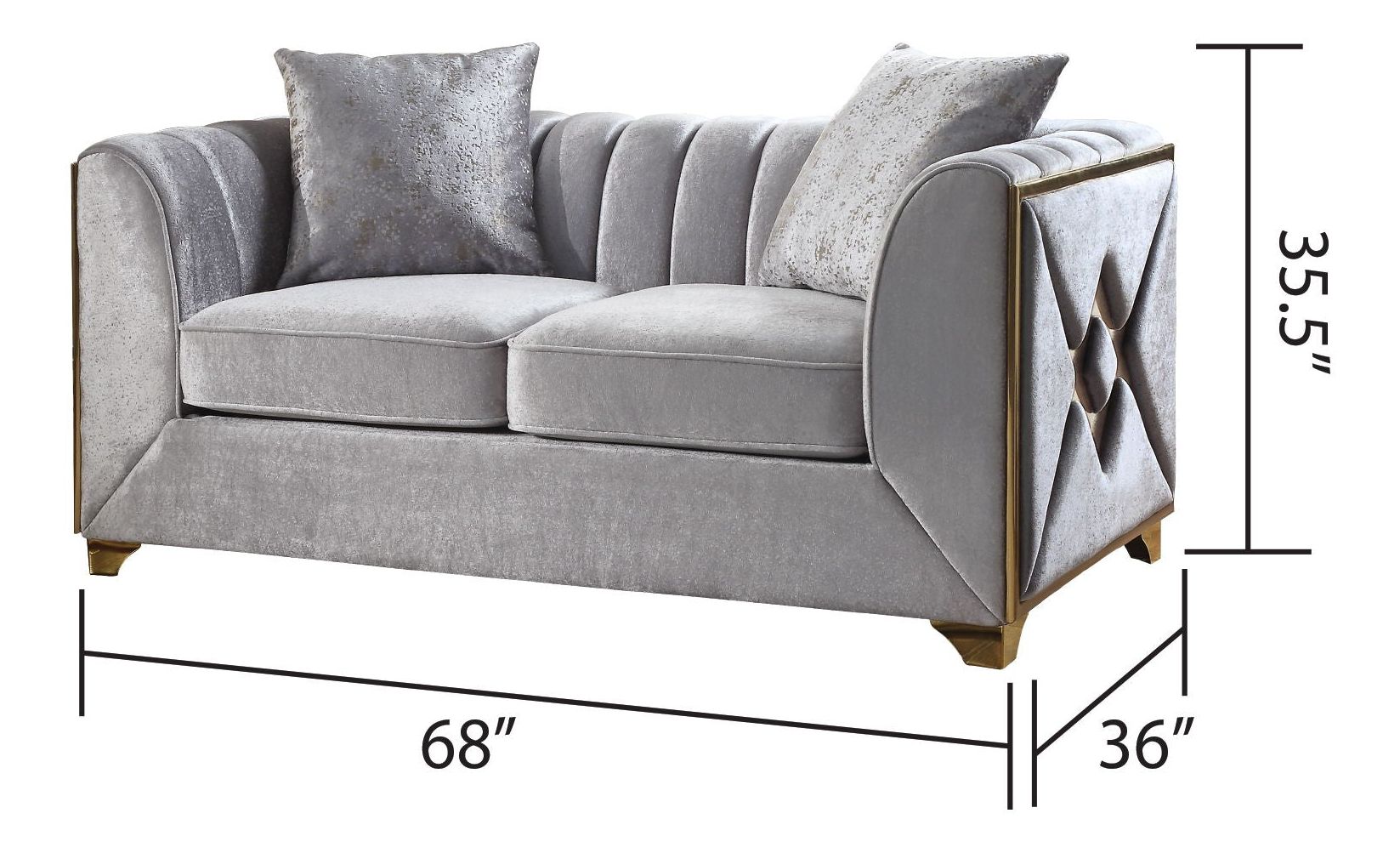 Valencia Velvet Loveseat Silver by Galaxy Home Furnishings