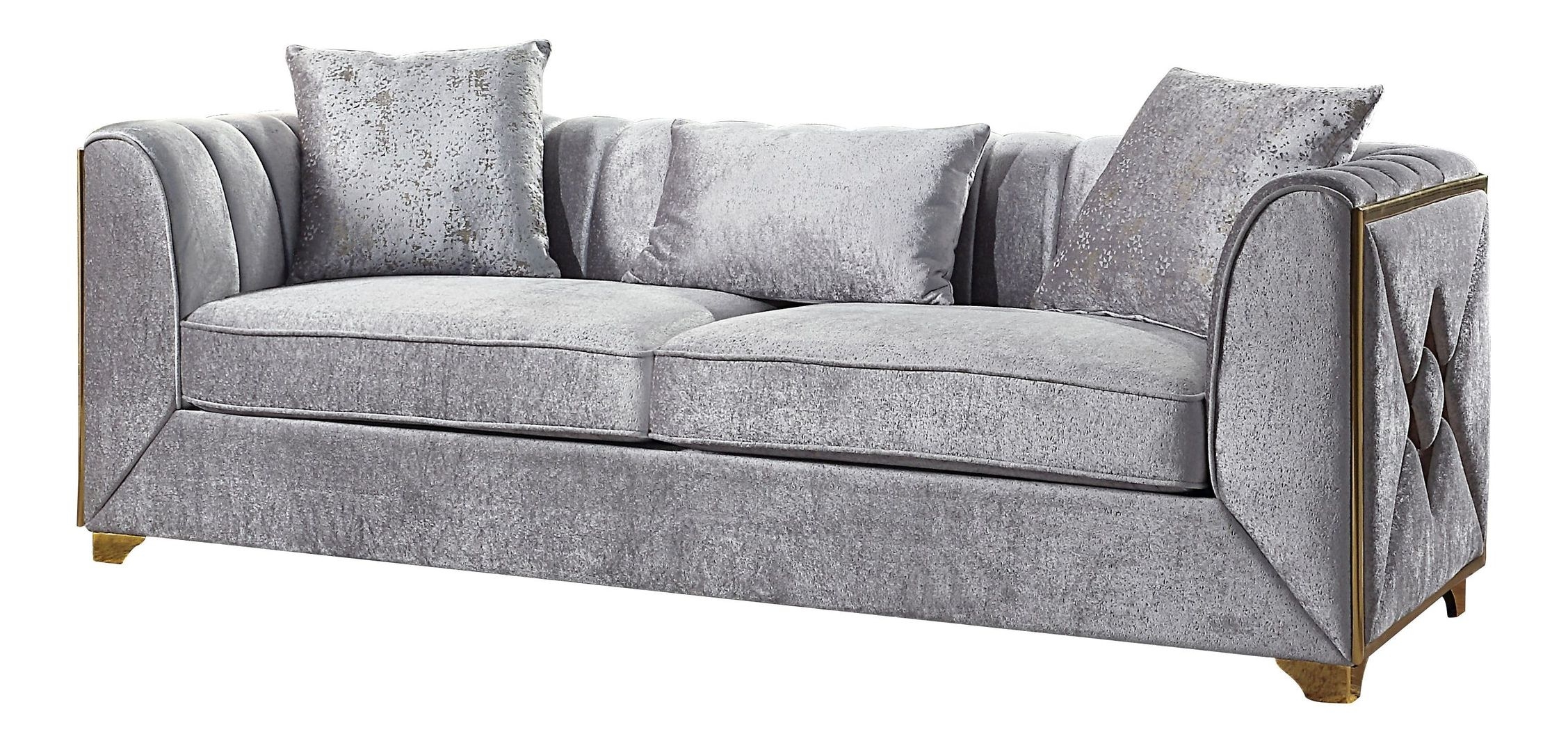 Valencia-SLV  pc Valencia silver velvet fabric sofa
