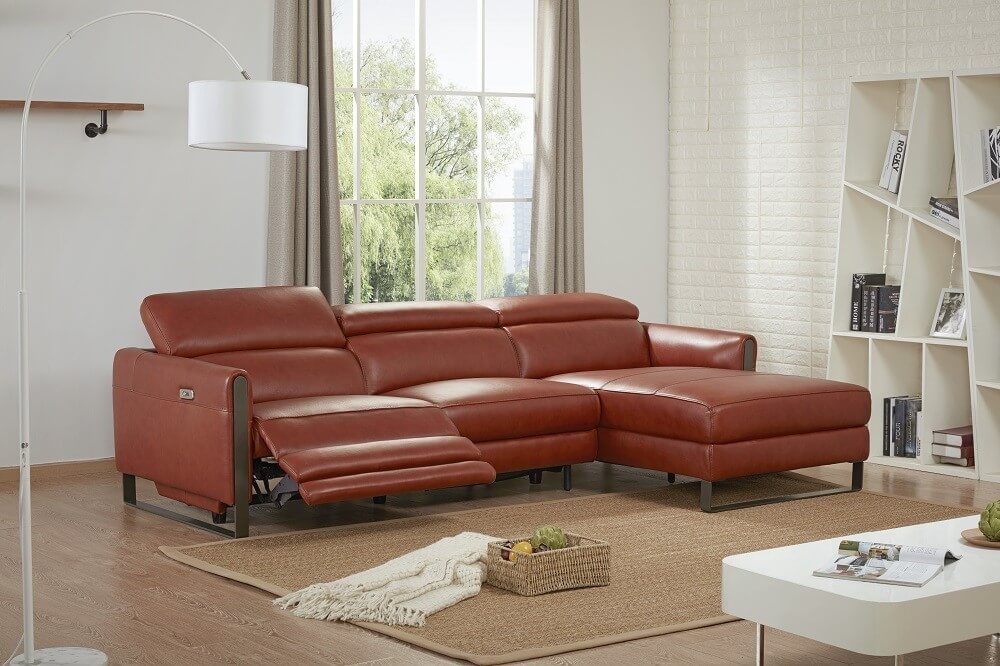 Nina Premium Leather Reclining Right Hand Facing Sectional