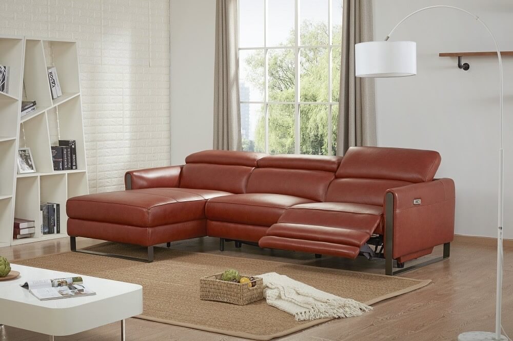 Nina Premium Leather Reclining Left Hand Facing Sectional