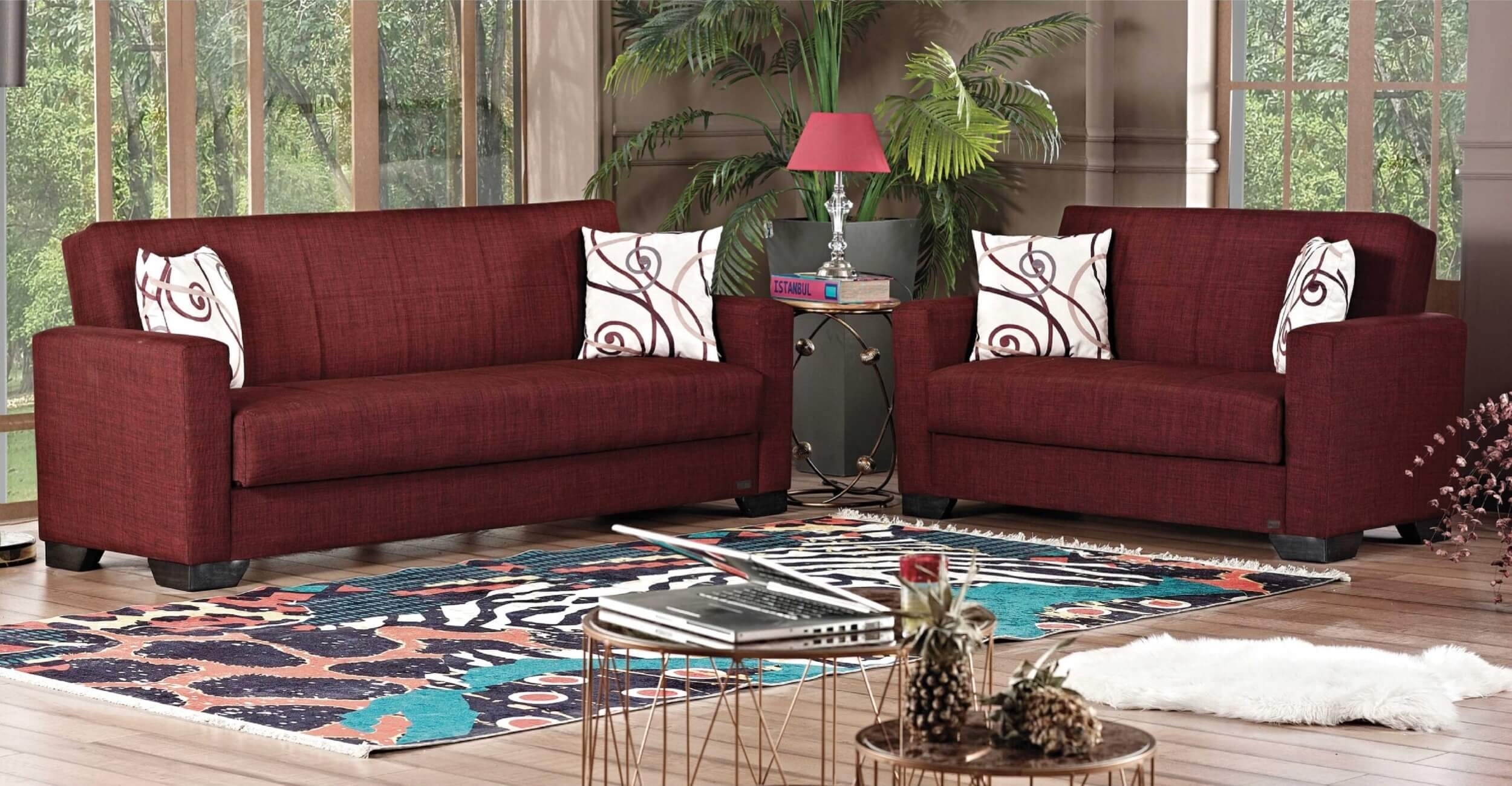 Vermont Fabric Storage Sleeper Loveseat