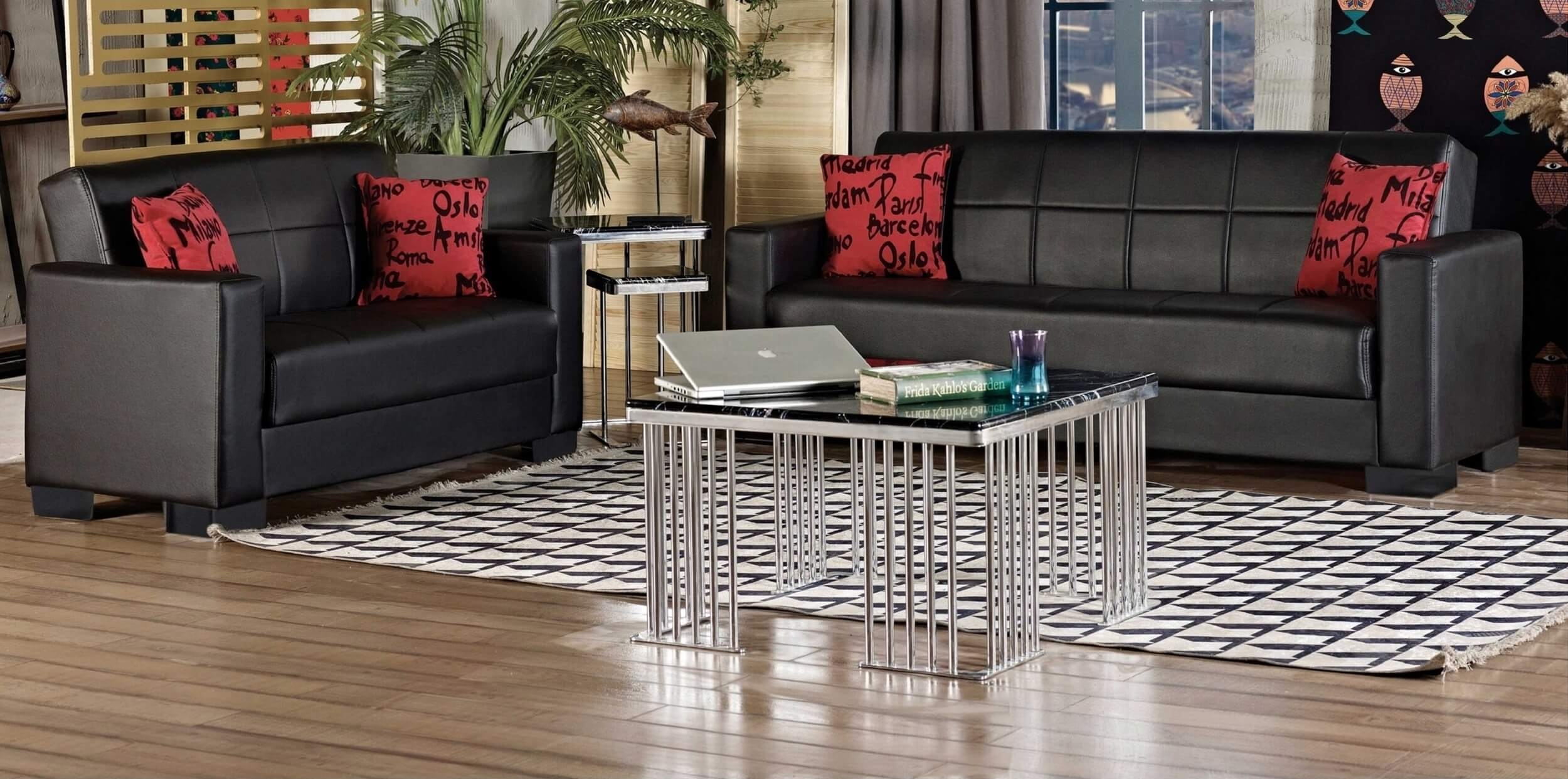 Vermont PU Storage Sleeper Loveseat