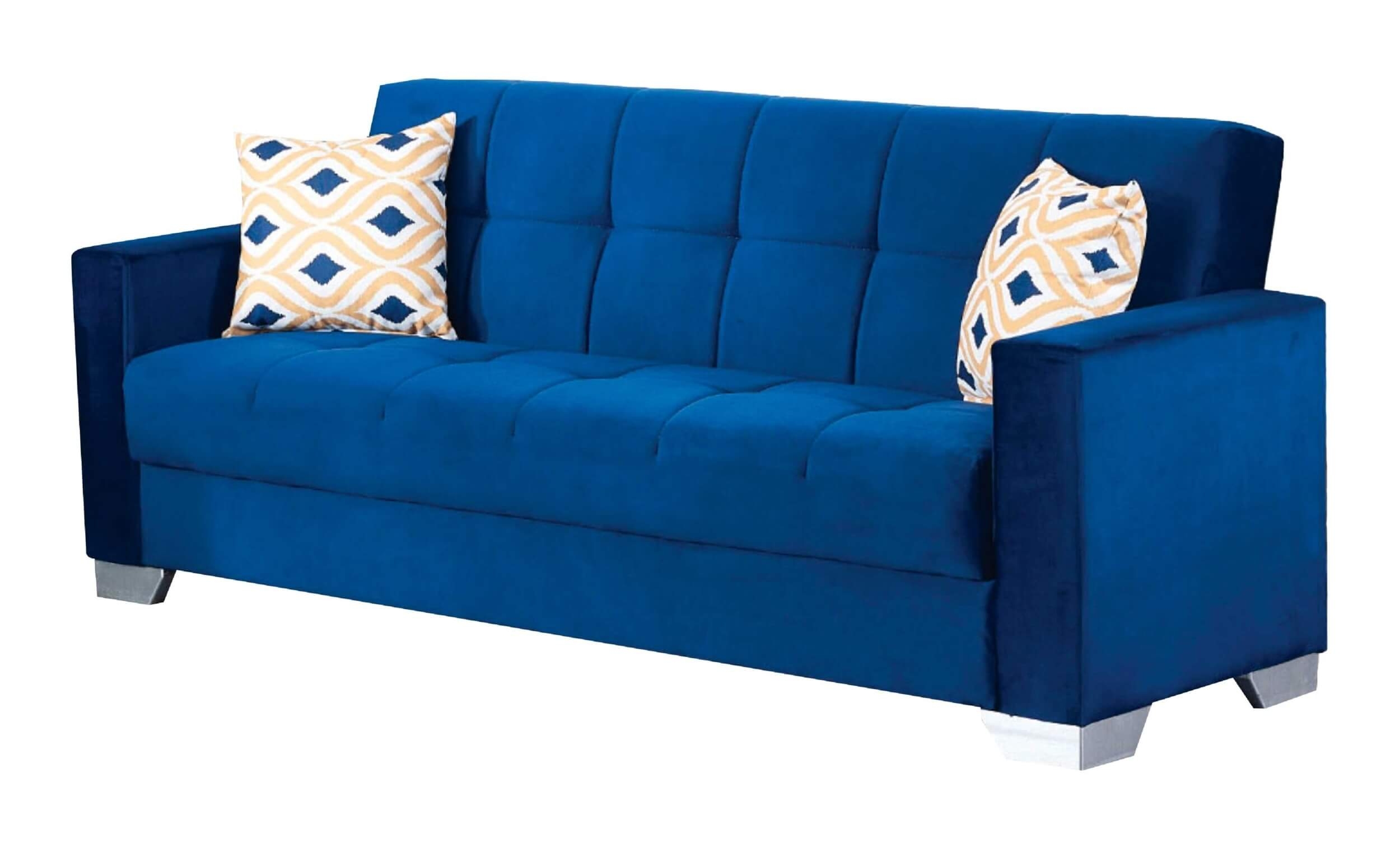 Vermont in. Convertible Sleeper Sofa in Navy Blue with Storage