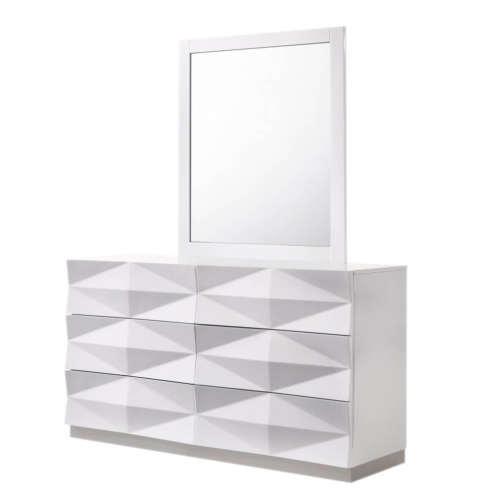 Verona Modern Lacquer 3D Dresser with Mirror