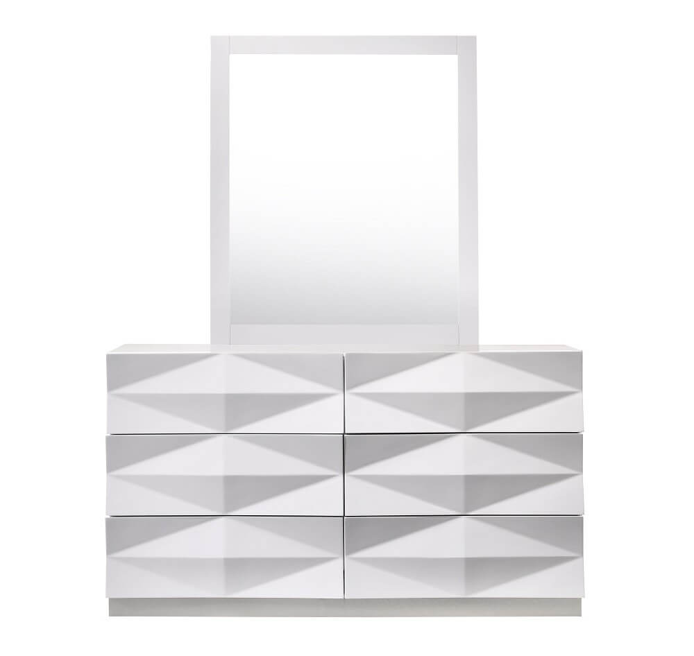 Verona Modern Lacquer 3D Dresser with Mirror