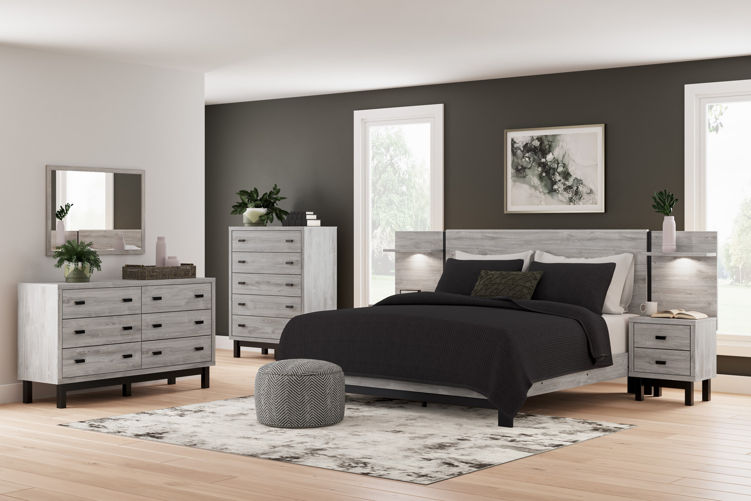 Vessalli MDF Panel Bedroom Set w/Extensions