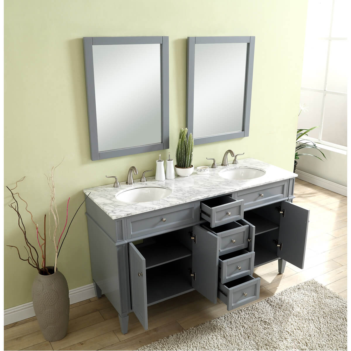 Park Avenue 60" Double Bathroom Vanity Set