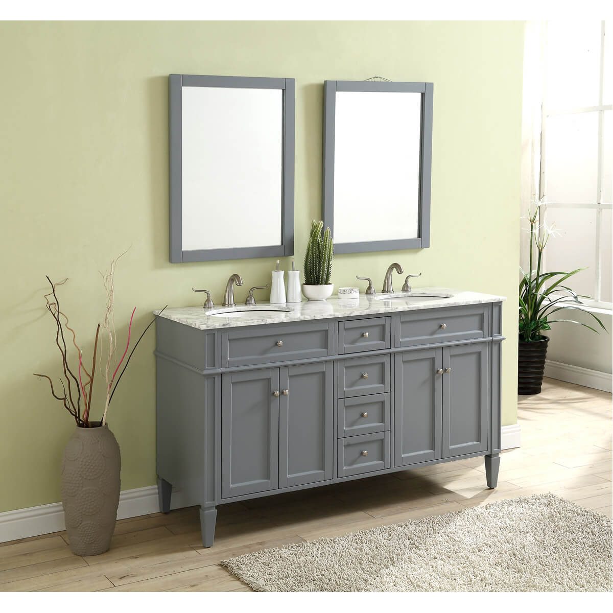 Park Avenue 60" Double Bathroom Vanity Set