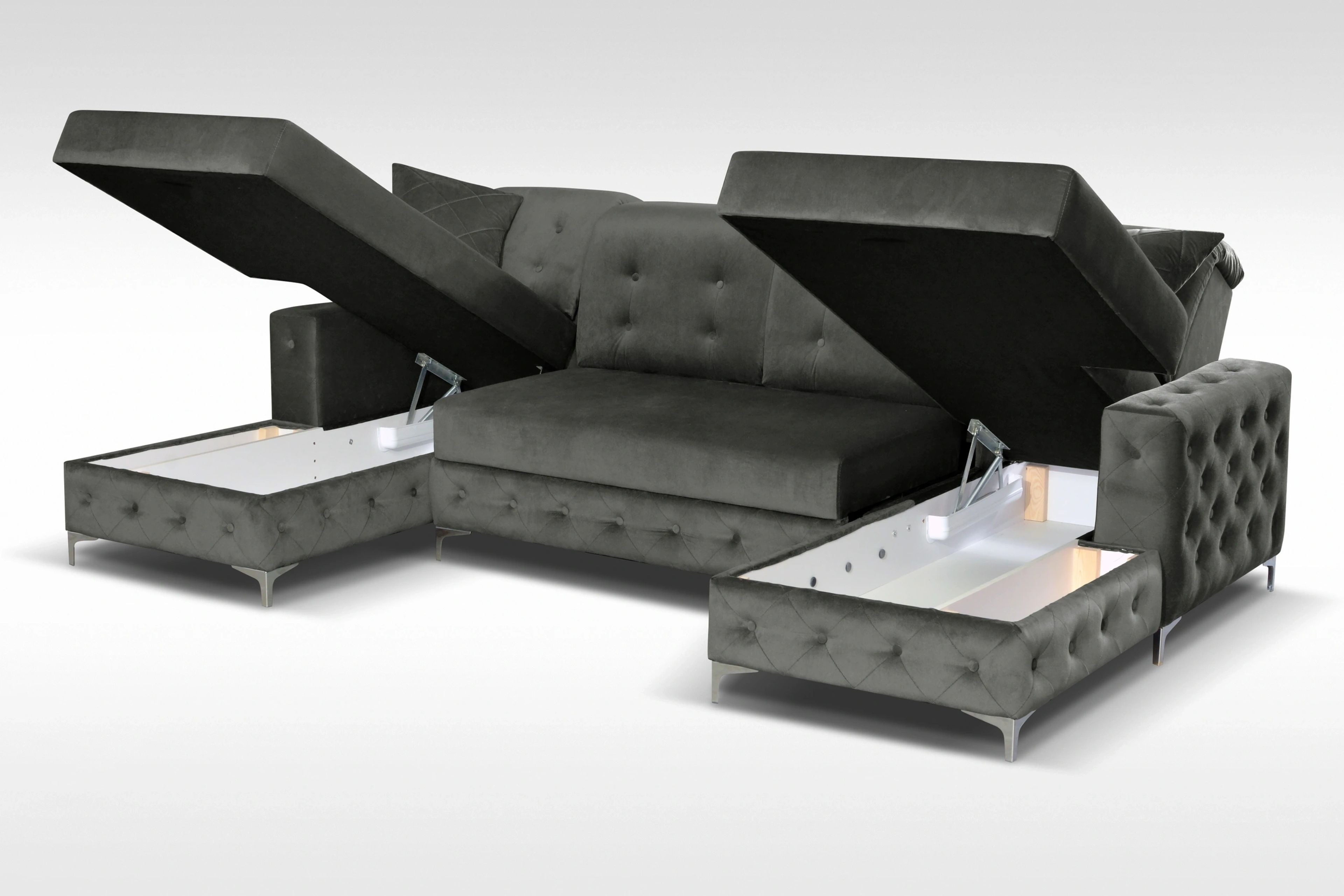 Verso U-Shaped Fabric Convertible Storage Sectional Sofa