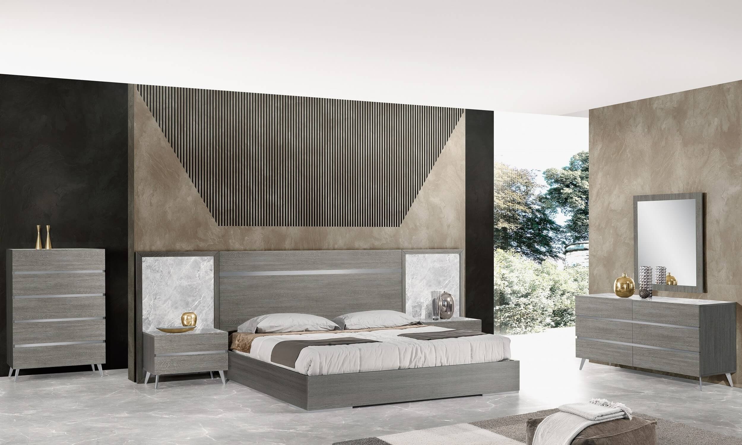 Victoria Premium Wood Veneer King Size Bed
