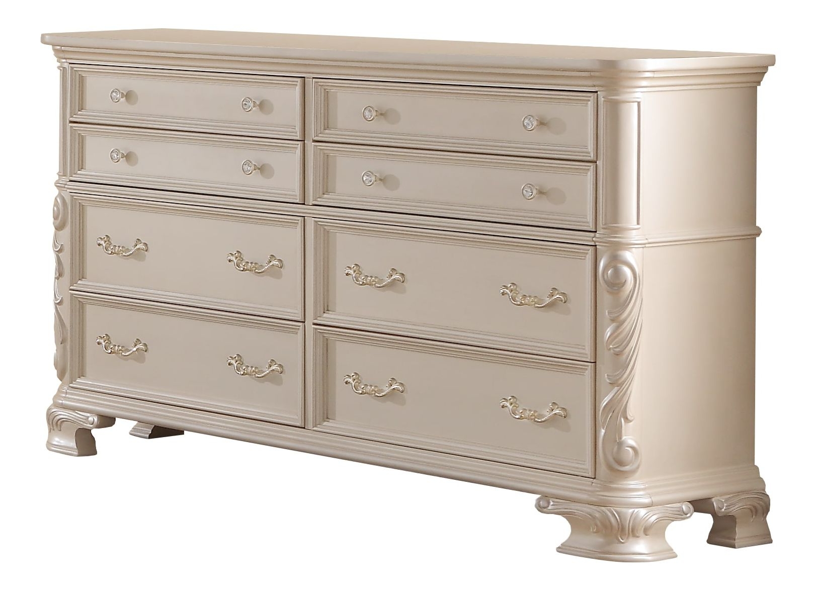 Cosmos Victoria 8-Drawer Wood Veneer Dresser, Pearl
