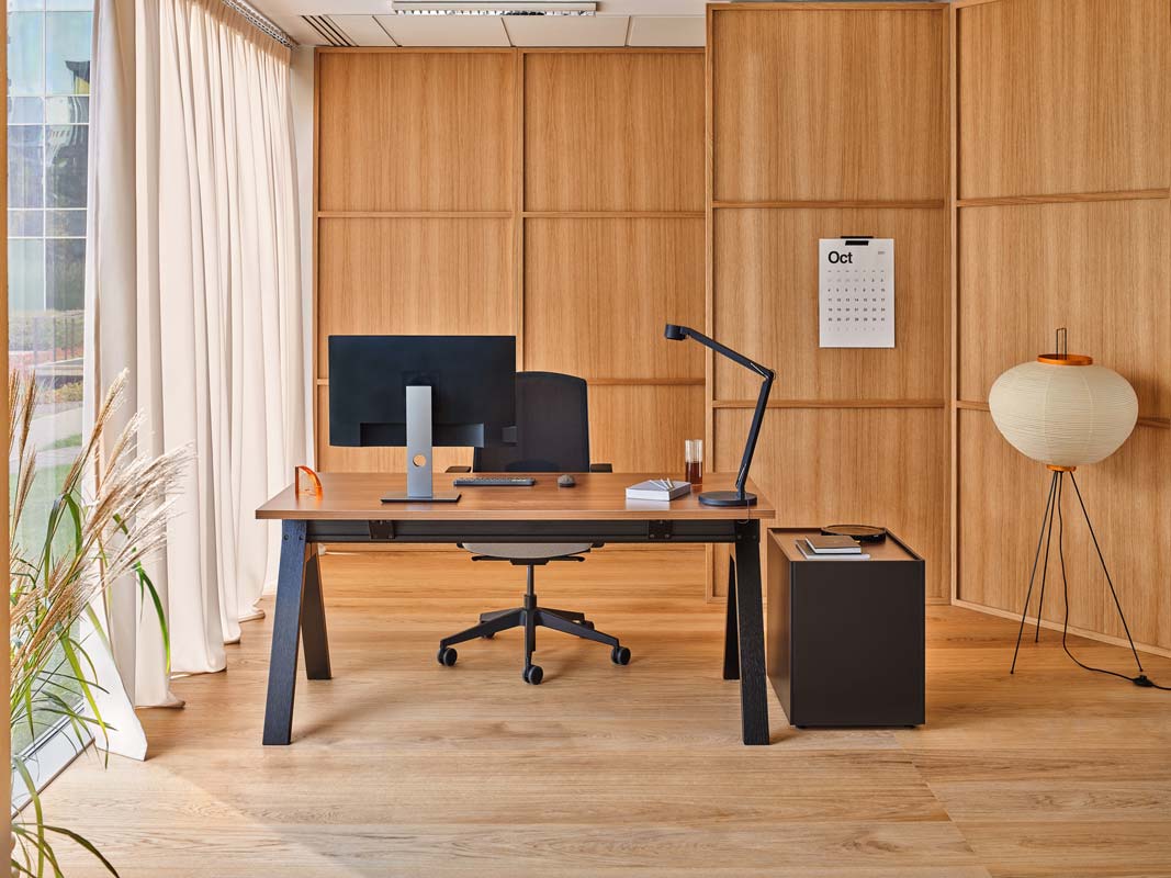Viga Office D23.6" Veneer Lockable Pedestal w/1 Drawer & 1 File Drawer