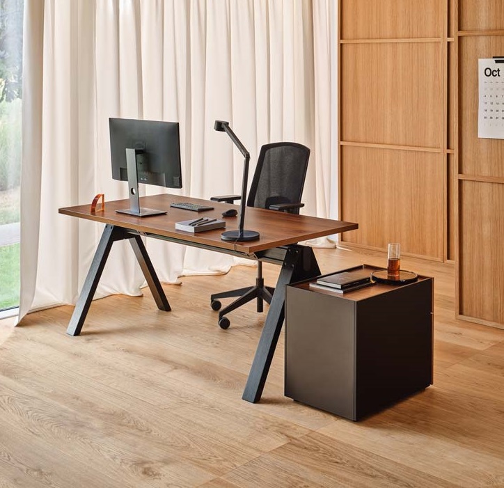 Viga Office D23.6" Veneer Lockable Pedestal w/1 Drawer & 1 File Drawer