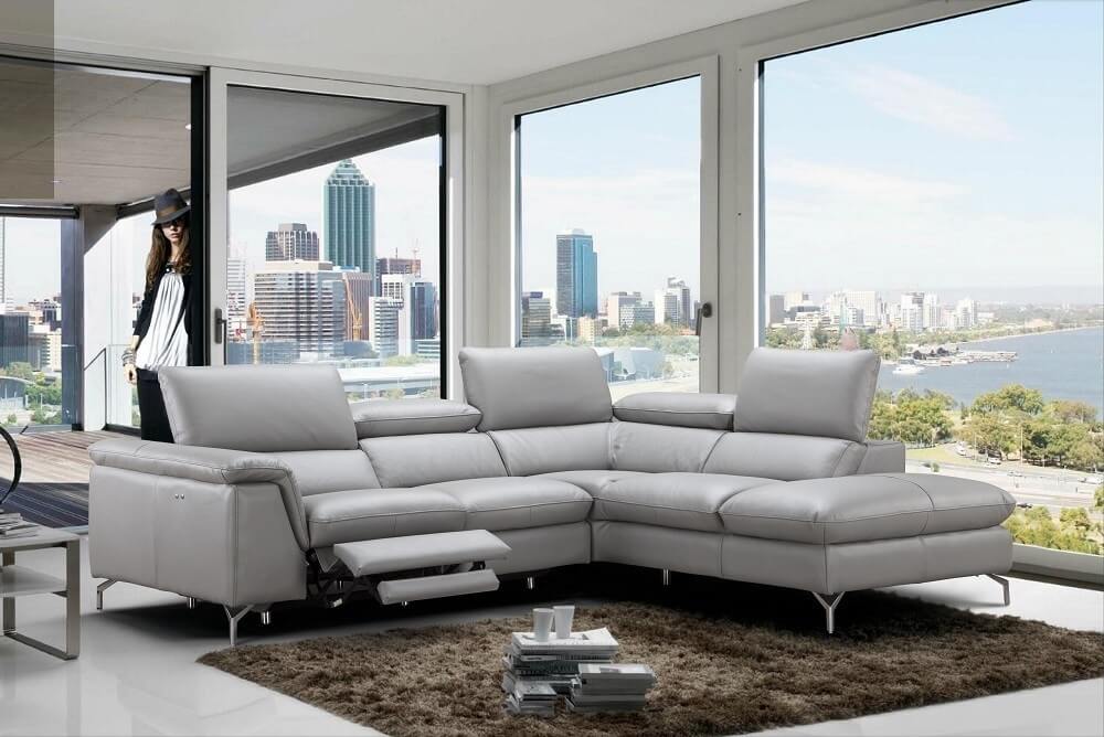 Viola Premium Leather Right Hand Facing Sectional