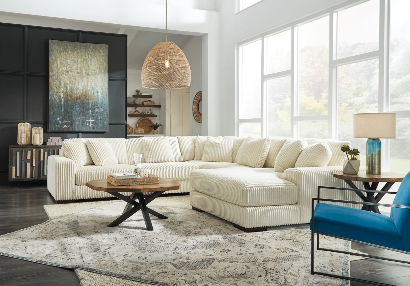 Lindyn 4-Piece Polyester U-Shaped Sectional Sofa w/Right Arm Chaise Facing
