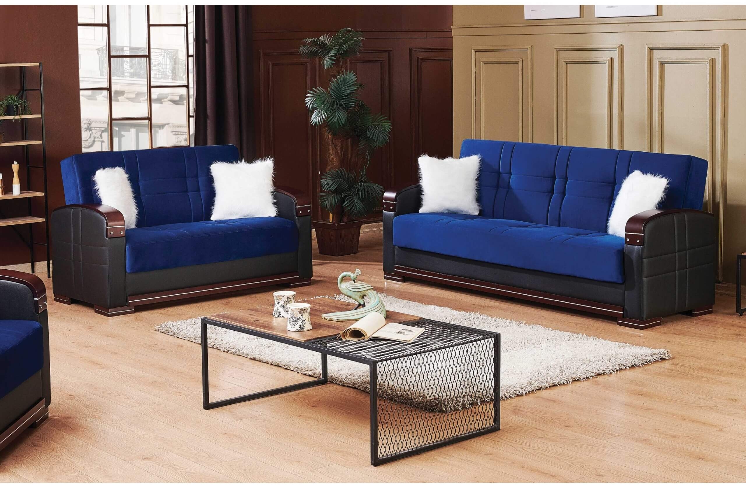 Virginia Fabric/Leatherette Storage Sofabed