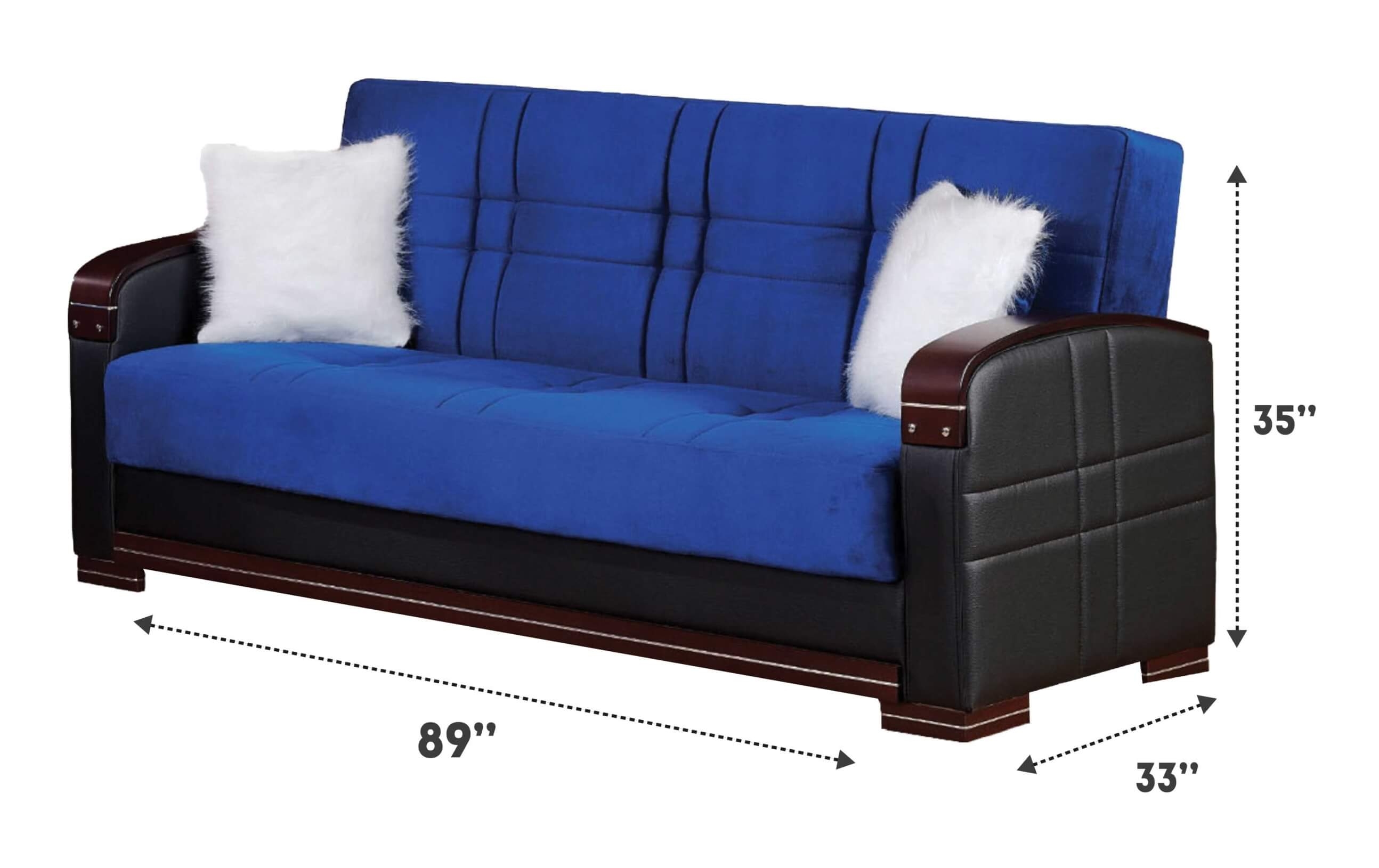 Virginia Fabric/Leatherette Storage Sleeper Living Room Set