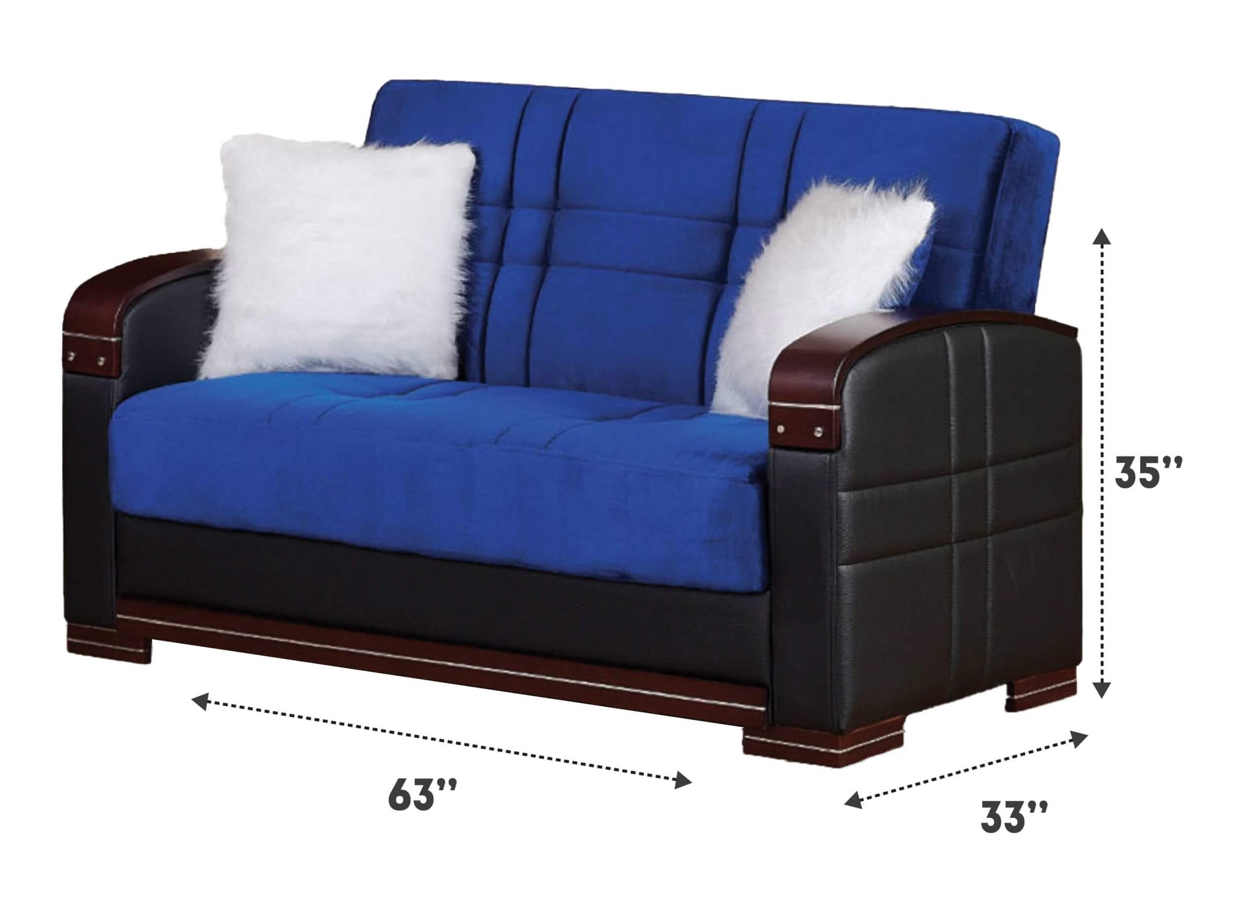 Virginia Fabric/Leatherette Storage Sleeper Living Room Set