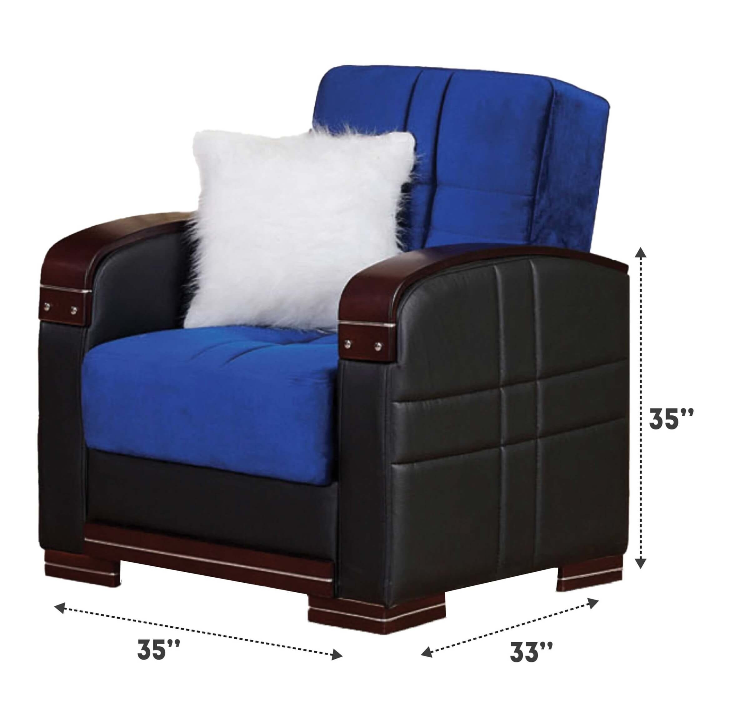 Virginia Fabric/Leatherette Storage Sleeper Living Room Set