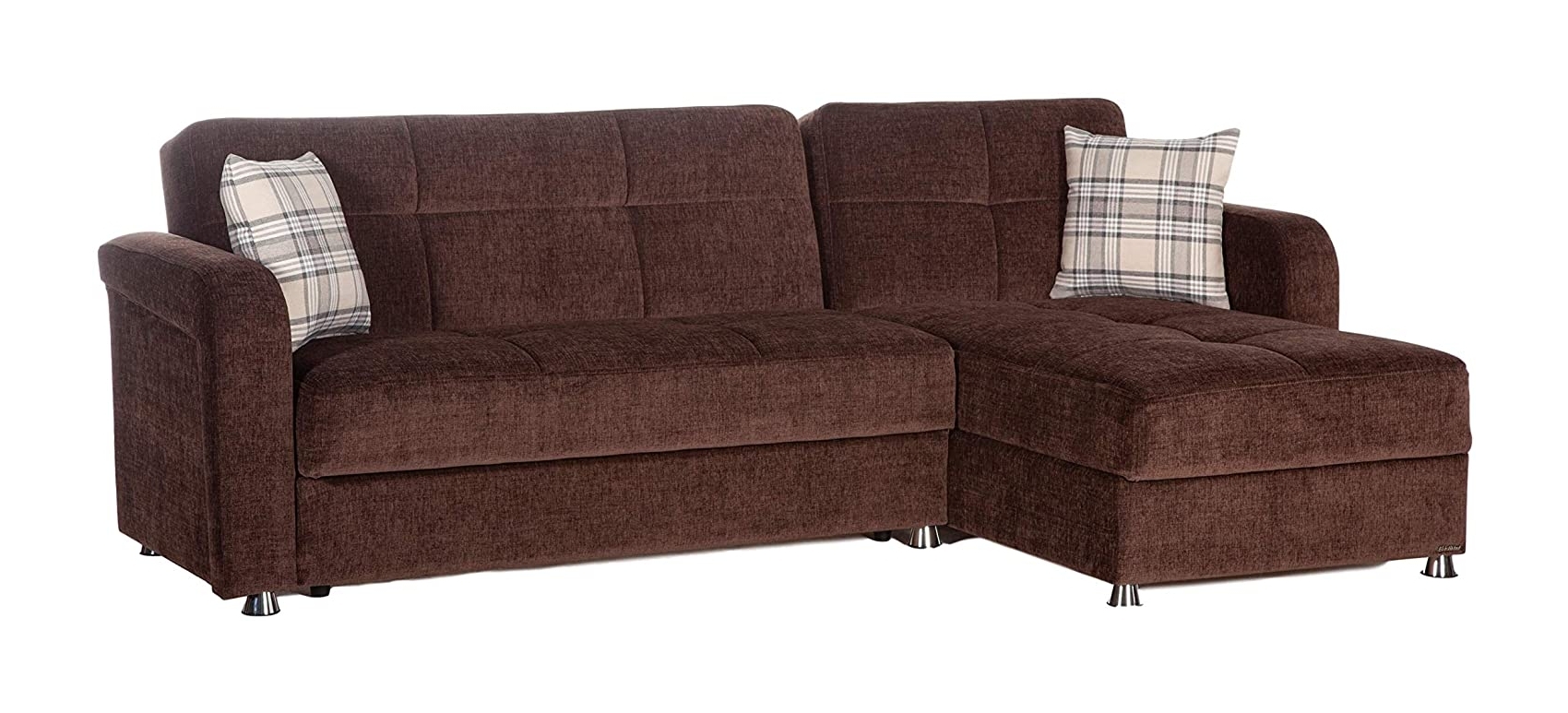 Vision Chenille Fabric L-Shaped Reversible Sectional Sleeper Sofa