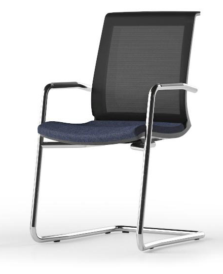 Eva Visitor Chair w/Black Plastic Body & Chromed Steel Base w/Armrests (Black Plastic Top)