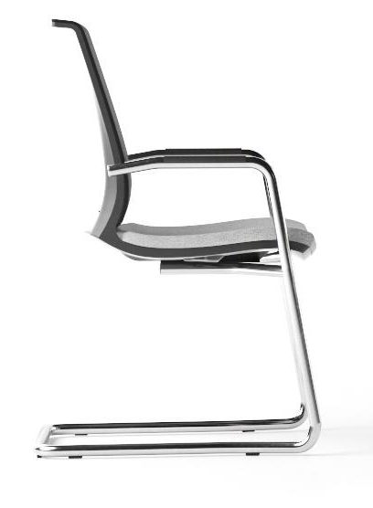 Eva Visitor Chair w/Black Plastic Body & Chromed Steel Base w/Armrests (Black Plastic Top)