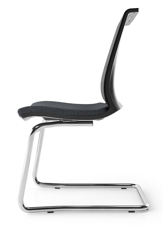 Eva Visitor Chair w/Black Plastic Body & Chromed Steel Base