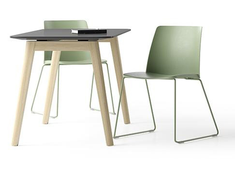 Polytone L Set of Conference Chairs w/Plastic Shell & Powder Coated Wire Steel Frame on Glides