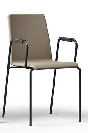 Moon 3pc Stackable Conference Chairs w/Integrated Armrests & Powder-Coated Steel 4-Leg Frame