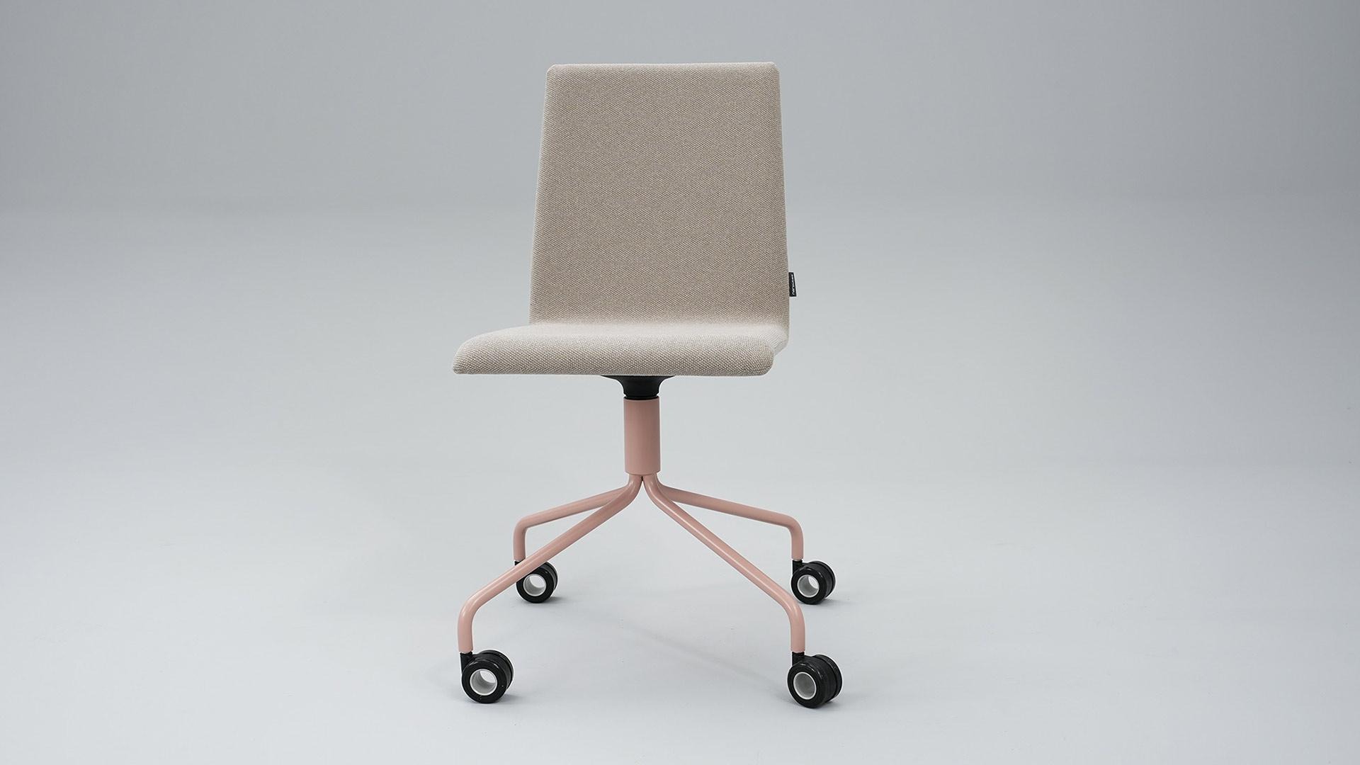 Moon Visitor Chair w/Swivel Powder-coated Wire Steel Base & Hollow Castors