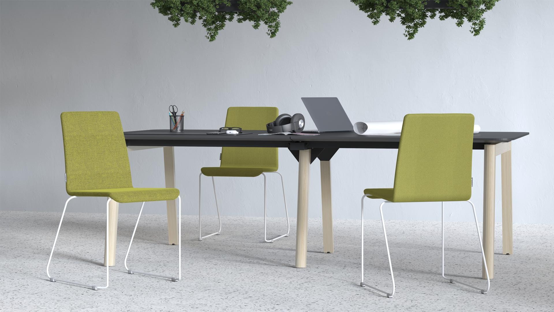 Moon 3pc Stackable Conference Chairs w/Chrome-Plated Wire Steel Frame