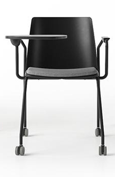 Polytone L Set of Conference Chairs w/Plastic Shell & Powder-Coated Steel 4-Leg Frame w/Armrests on Castors