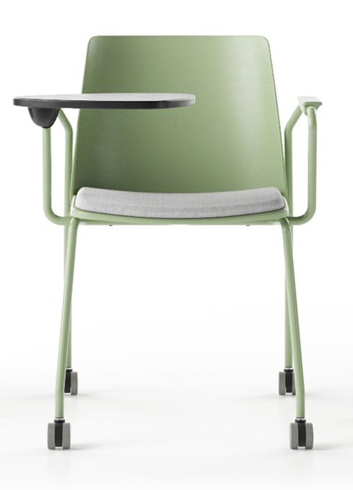 Polytone L Set of Conference Chairs w/Plastic Shell & Powder-Coated Steel 4-Leg Frame w/Armrests on Castors